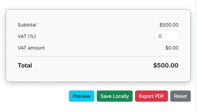 Image of the invoice preview and action buttons